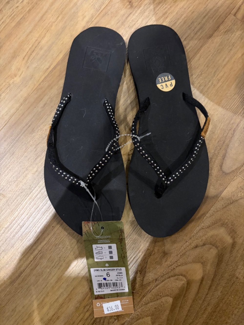 Reef 2XMX Slim Ginger Stud size 6 Black